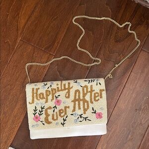 Beaded 'Happily Ever After' Beige Clutch